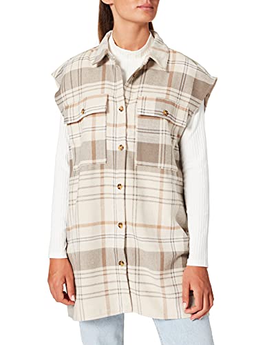 NOISY MAY Damen NMFLANNY S/L Long Vest BG NOOS Weste, Peyote/Checks:Nomad, M von Noisy may