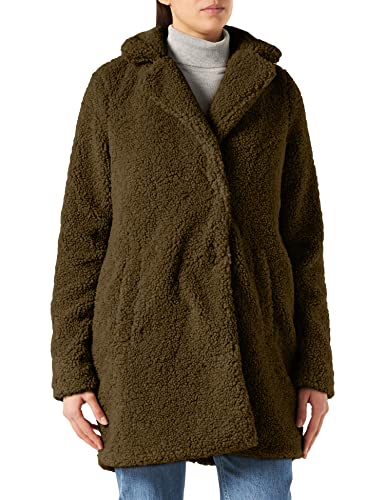 NOISY MAY Damen Langer Kunstfell Mantel | Warme Teddy Winter Jacke | Lamm Plüsch Parka ohne Kapuze NMGABI, Farben:Braun, Größe:40 von Noisy may