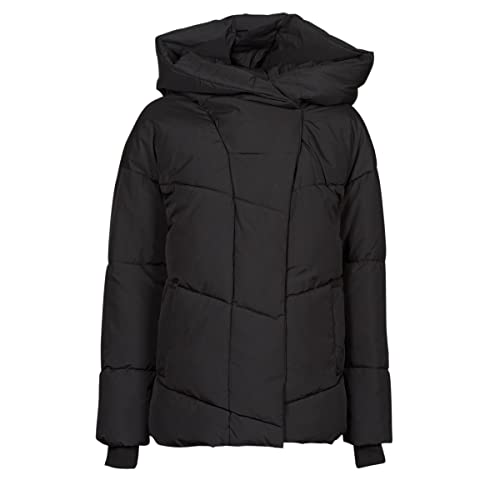 NOISY MAY Damen Kurze Puffer Jacke | Warm Winter mit Schalkragen Kapuze | Oversized Stepp Blouson NMTALLY, Farben:Schwarz, Größe:38 von Noisy may