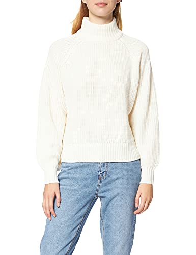 Noisy May Damen Stehkragen Strickpullover | Knitted Basic Stretch Sweater | Langarm Rundhals Shirt NMTIMMY, Farben:Weiß, Größe:XL von Noisy may