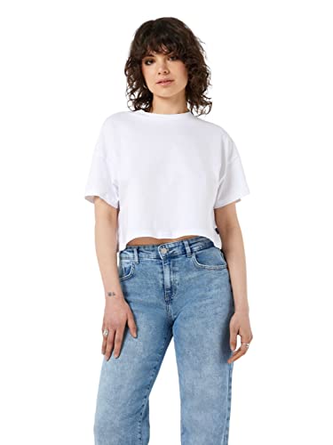 Noisy may Damen Nmalena S/S O-neck Semicrop Top Fwd Noos T Shirt, Bright White, L EU von Noisy may