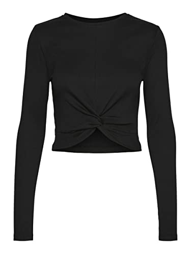 Noisy May Damen Nmapril L/S O-Neck Rouching Top Noos Langarmshirt, Schwarz, M EU von Noisy may