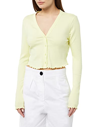 Noisy may Damen Nmdrakey L/S Cropped Cardigan Fwd Noos Strickjacke, Pale Lime Yellow, L EU von Noisy may