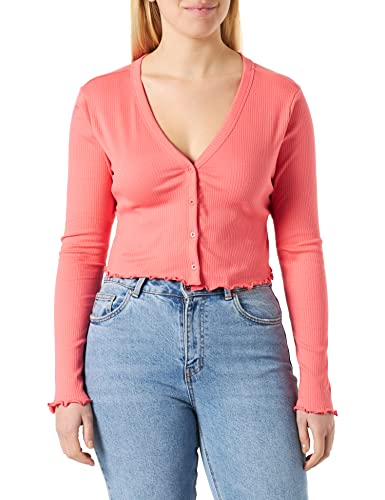 Noisy may Damen Nmdrakey L/S Cropped Cardigan Fwd Noos Strickjacke, Sun Kissed Coral, L EU von Noisy may