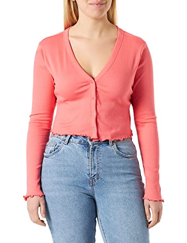 Noisy may Damen Nmdrakey L/S Cropped Cardigan Fwd Noos Strickjacke, Sun Kissed Coral, M EU von Noisy may