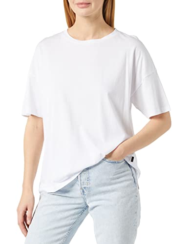 Noisy may Damen T-Shirt Oversized Oberteil Dropped Shoulder Rundhals Shirt Einfarbig NMIDA, Farben:Weiß-2, Größe:L von Noisy may