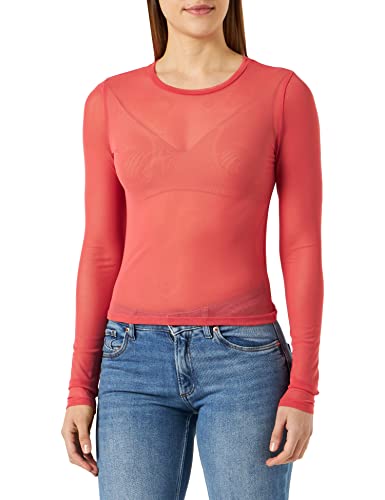 Noisy may Damen Nmjudith L/S Mesh Top Bg Noos Langarmshirt, Sun Kissed Coral, M EU von Noisy may