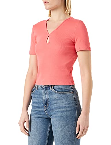 NOISY MAY Damen Nmmaya S/S O-Neck Cutout Top Noos T-Shirt, Sun Kissed Coral, L EU von Noisy may