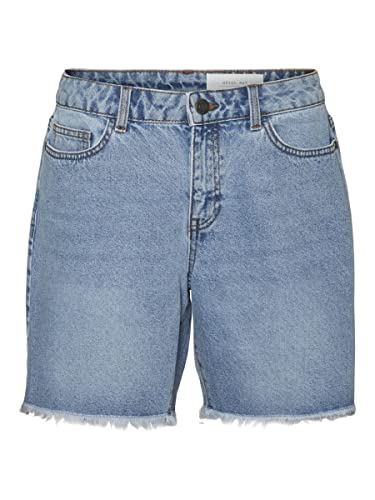 Noisy may Damen Nmsmiley Nw Frill Vi304lb Curve Shorts, Light Blue Denim, 48 EU von Noisy may