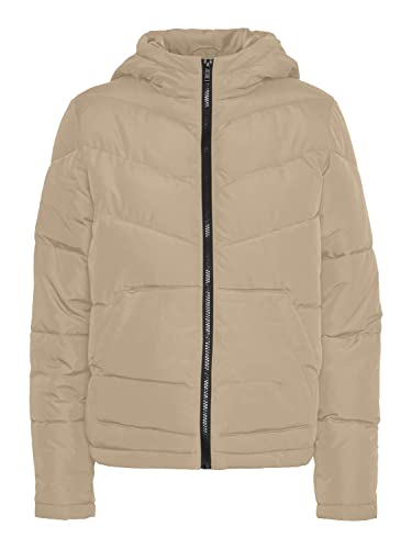 Noisy may Damen Puffer Jacke | Warme Stepp Winter Jacket mit Kapuze | Wattierter Blouson NMDALCON, Farben:Beige, Größe:34 von Noisy may
