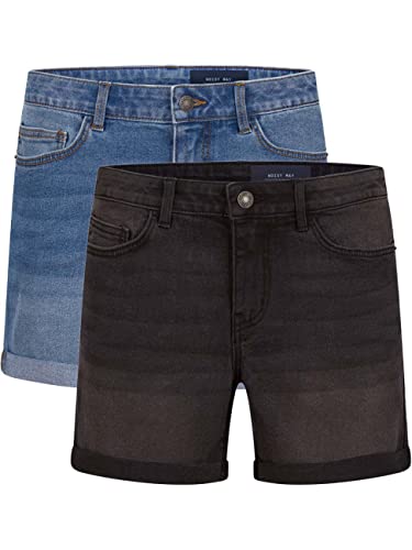 Noisy may Jeans Shorts Damen High Waist BeLucky 2er Pack Kurze Hose Bermuda Shorts Hotpants Sommer Basic Denim Stretch Blau Schwarz M, Größe:M, Farbe:Medium Blue & Dark Grey (27028348) von Noisy may