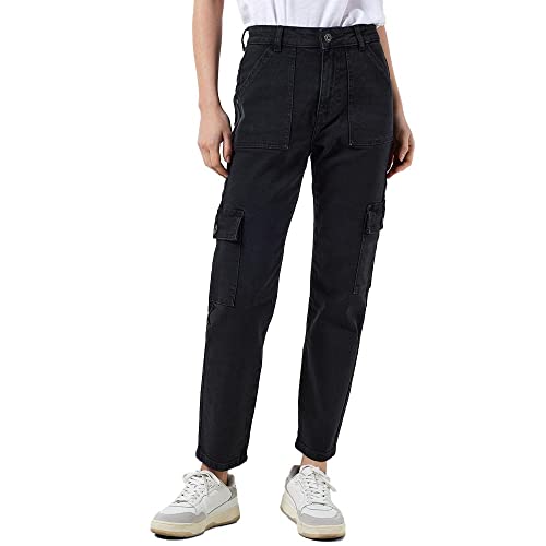 Noisy may Damen Slim Fit Jeans High Waist Denim Stretch Cargo Hose Straight Leg Utility Pants NMMONI von Noisy may