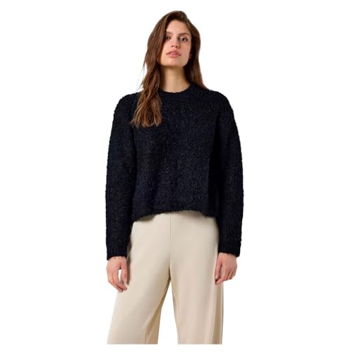 Noisy may Damen Strickpullover Relaxed Fit Flauschiger Stoff Rundhals Lange Ärmel, Farben:Schwarz-2, Größe:XS von NOISY MAY