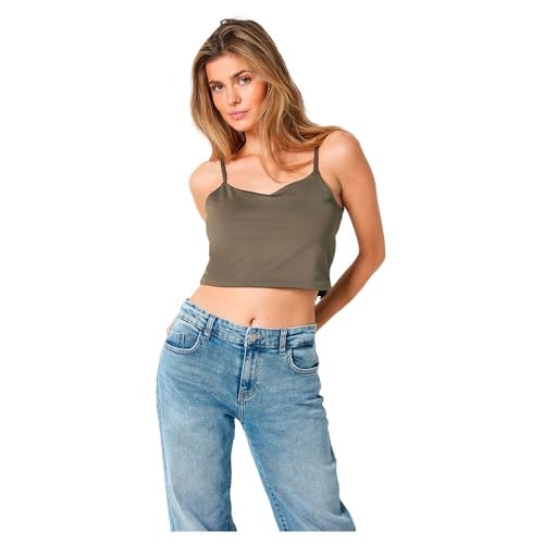 Noisy may Einfarbiges Crop Top mit Spaghettiträgern kurzes Stretch Oberteil NMTERESA von Noisy may