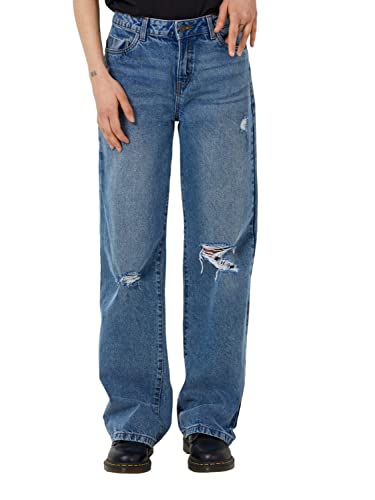 Noisy may Damen Loose Fit Jeans mit Rissen und Löcher Weite Denim Hose NMAMANDA Distressed Pants, Farben:Blau, Größe:25W / 30L, Z-Länge:L30 von Noisy may