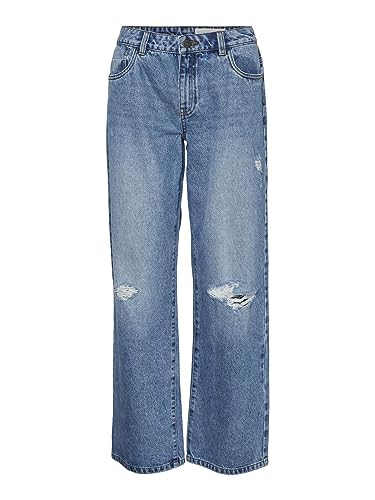 Noisy may Damen Loose Fit Jeans mit Rissen und Löcher Weite Denim Hose NMAMANDA Distressed Pants, Farben:Blau, Größe:28W / 30L, Z-Länge:L30 von Noisy may