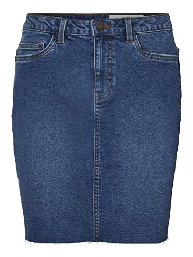 Noisy may Damen Figurbetonter Jeans-Minirock mit hohem Bund aus Denim in Mittelblau von Noisy may
