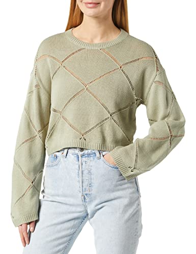 Noisy may Cropped Rundhals Strickpullover mit Lochstrick Details Langarm Shirt Rippbündchen NMJUNE, Farben:Mint,Größe Damen:S Noisy may Cropped Rundhals Strickpullover mit Lochstrick Details Langarm Shirt Rippbündchen NMJUNE, Farben:Mint,Größe Damen:S von Noisy may