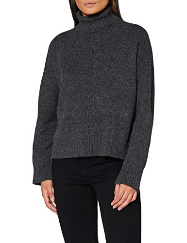 Noisy May Damen Rollkragen Strickpullover | Knitted Basic Stretch Sweater | Langarm mit Schlitzen NMIAN, Farben:Grau, Größe:42 von Noisy may