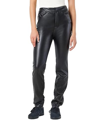 Noisy may Hose aus Kunstleder PU Coated Beschichtet High Waist Pants mit Reißverschluss NMANDY, Farben:Schwarz,Größe Damen:L/L30,Z - Länge L30/32/34/36/38:L30 von Noisy may