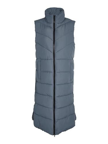 Noisy may Lange Weste Maxi Wattierte Puffer Stepp Jacke Wadenlang ohne Ärmel & Kapuze NMDALCON, Farben:Blau,Größe Damen:M von Noisy may