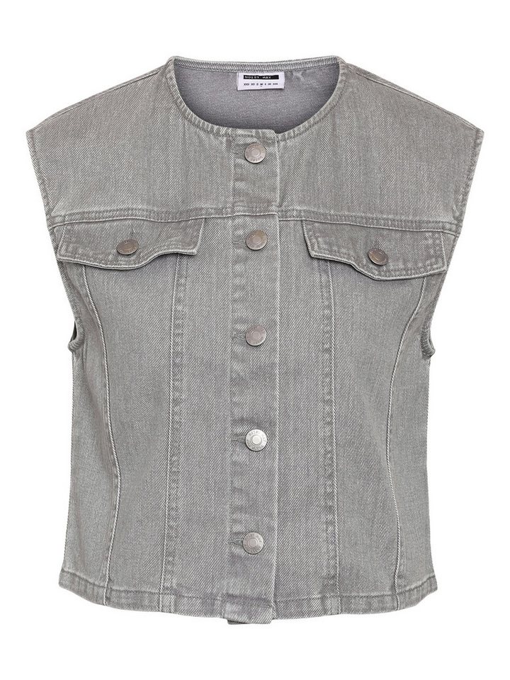 Noisy may Longweste Ärmelloses Design mit Knopfleiste und Taschen NMSONYA S/L CROP VEST BS012LG von Noisy may
