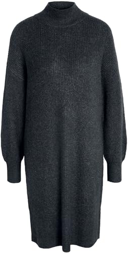 Noisy may Midi Strickkleid mit Stehkragen Loose Fit Strick Kleid Knielang Langarm Ausgestellt NMNELLA, Farben:Schwarz,Größe Damen:S von NOISY MAY