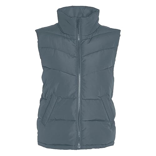 Noisy may Puffer Weste Wattierte Stepp Übergangsjacke ohne Kapuze Basic ohne Ärmel NMDALCON, Farben:Grau,Größe Damen:M von Noisy may