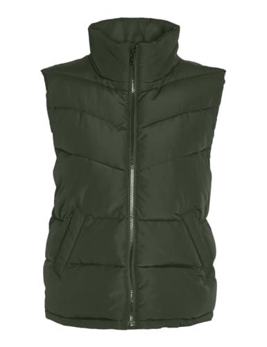 Noisy may Puffer Weste Wattierte Stepp Übergangsjacke ohne Kapuze Basic ohne Ärmel NMDALCON, Farben:Grün,Größe Damen:L von Noisy may