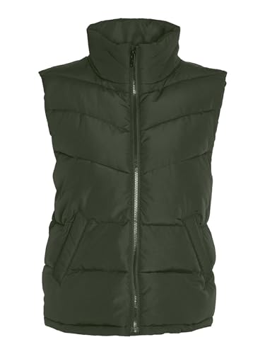 Noisy may Puffer Weste Wattierte Stepp Übergangsjacke ohne Kapuze Basic ohne Ärmel NMDALCON, Farben:Grün,Größe Damen:L von Noisy may