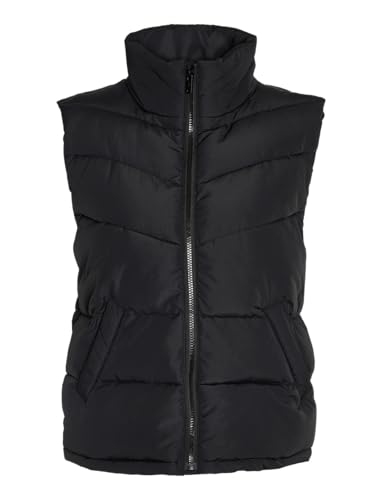 Noisy may Puffer Weste Wattierte Stepp Übergangsjacke ohne Kapuze Basic ohne Ärmel NMDALCON, Farben:Schwarz,Größe Damen:XL von Noisy may