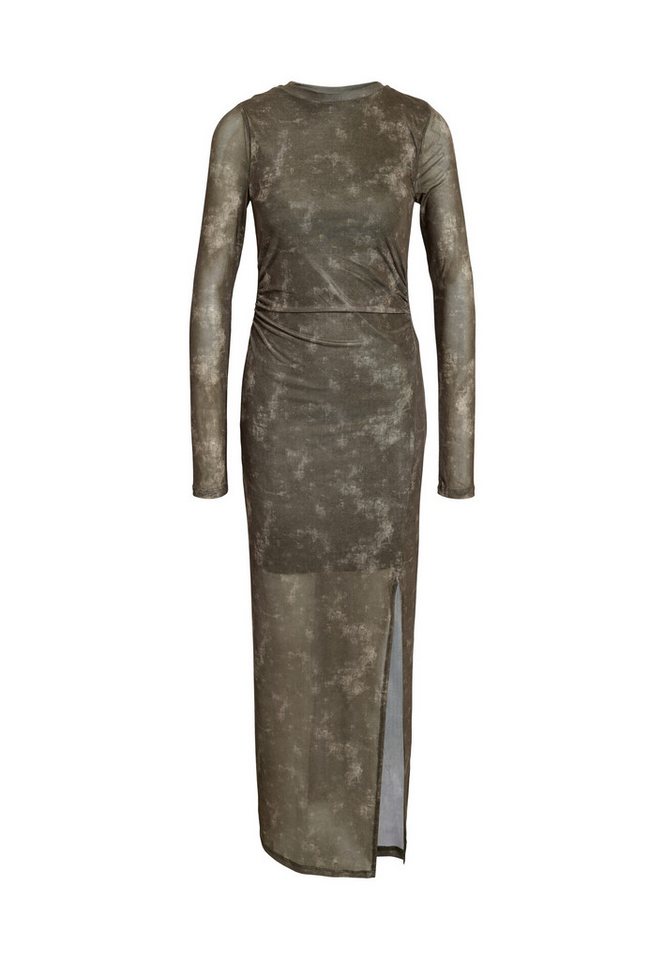 Noisy may Shirtkleid Langes Rundhalsausschnitt Hoher Schlitz (extralang) NMJUDITH L/S MESH MIDI ROUCING DRESS JRS von Noisy may