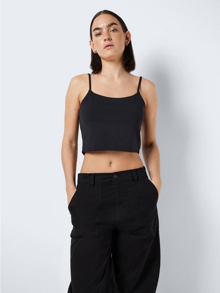 Noisy may Shirttop Einfarbiges Crop Top mit Spaghettiträgern NMTERESA 5675 in Schwarz von Noisy may