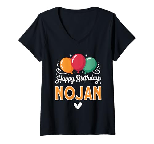 Damen Alles Gute zum Geburtstag Spruch Nojan T-Shirt mit V-Ausschnitt von Nojan Name Spruch für Geburtstag
