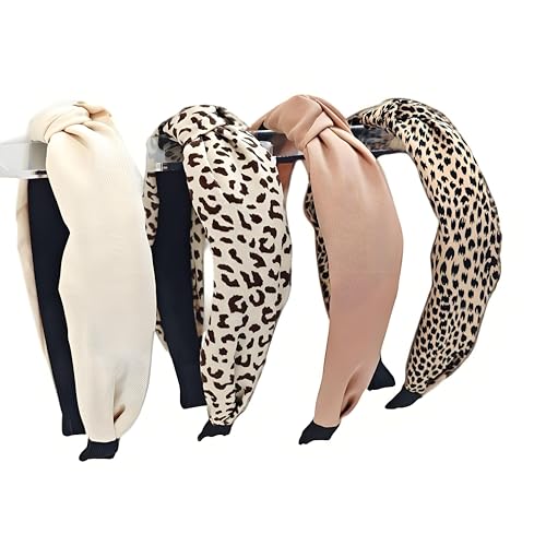 4er-Pack Stirnbänder für Frauen, Stylische Top-Knot-Haarbänder - Knoten-Haarband für Frauen - Breite Haarbänder Haaraccessoires von Nokwocy