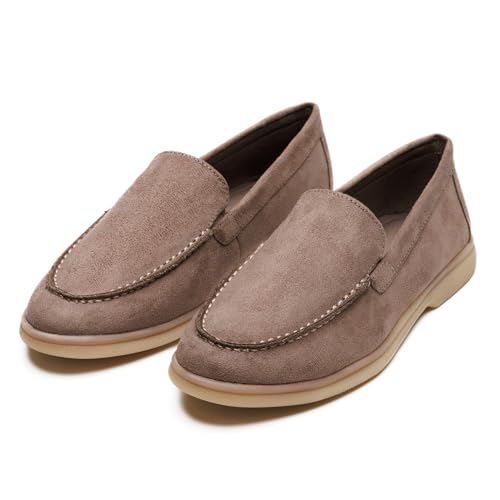 Handgenähte Mokassin-Slipper für Damen, leichte Schlupfschuhe mit Memory-Schaum-Einlegesohle und durchsichtiger Kristall-TPR-Laufsohle, lässige und fahrende Loafers, grau, 39 EU Handgenähte Mokassin-Slipper für Damen, leichte Schlupfschuhe mit Memory-Schaum-Einlegesohle und durchsichtiger Kristall-TPR-Laufsohle, lässige und fahrende Loafers, grau, 39 EU von Nokwol
