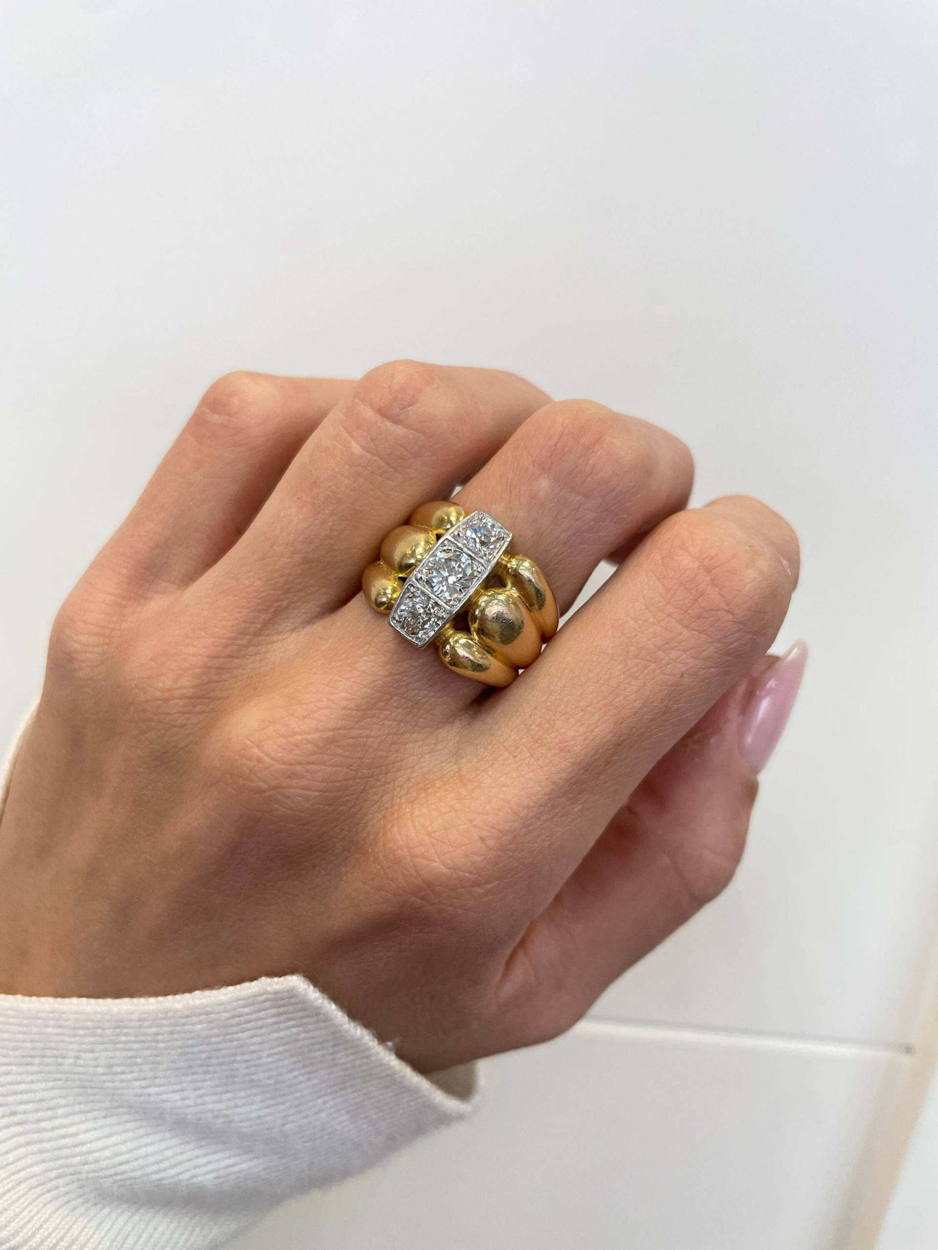 Vintage Statement Ring, 0.6Ct Diamant Im Alten Schliff, 18K Gelbgold Band, Schmuck, Chunky Goldring, Schmuck Geschenk Für Mutter von NolaJewelryShop