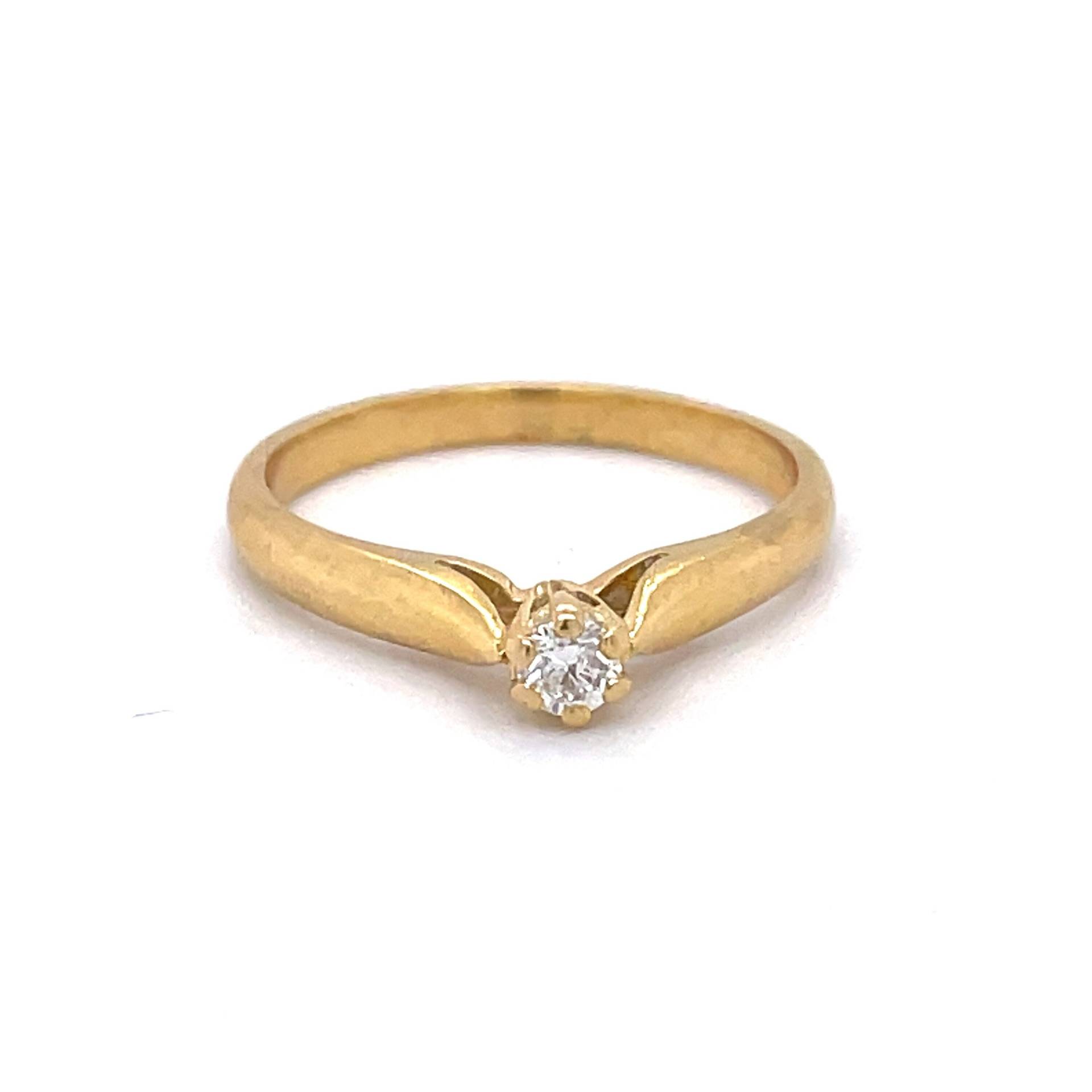 Zierlicher Gold Vintage Ring, 0, 12 Karat Runder Natürlicher Diamant, 18 Gelbgold, Nachlassring, Versprechensring, Schmuckgeschenk Für Sie, Kleiner von NolaJewelryShop