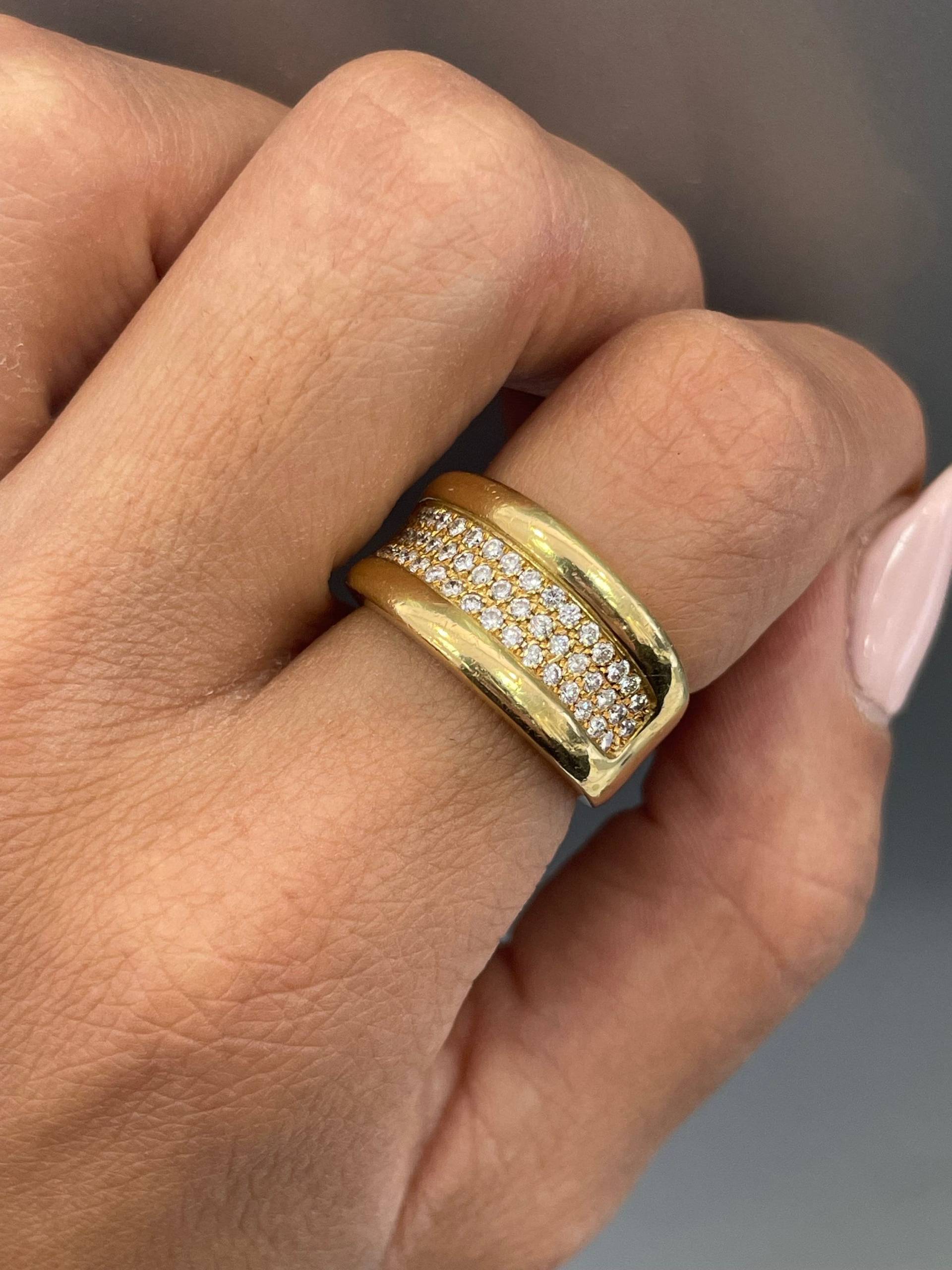 statement Gold Ring Mit Natürlichen Diamanten 0.5Ct, Gelbgold 750, Vintage Schmuck, Chunky Ring, Nachlass Schmuck von NolaJewelryShop