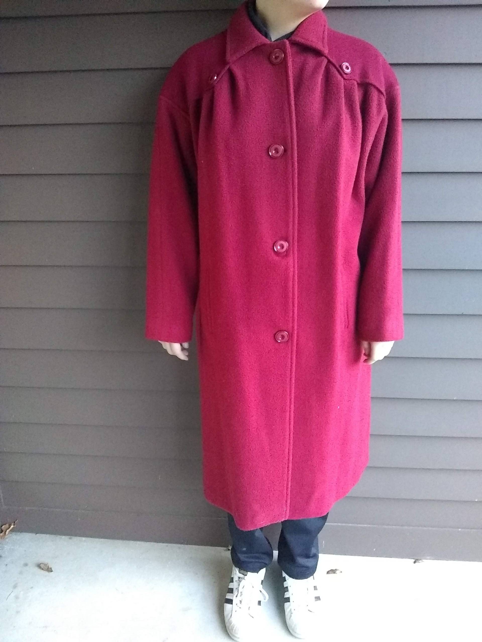 Wolle Mantel, Kirsche Rot, Größe 12, Sabrina Label Wolle Mantel, Kirsche Rot, Größe 12, Sabrina Label von NolaVintageTreasures