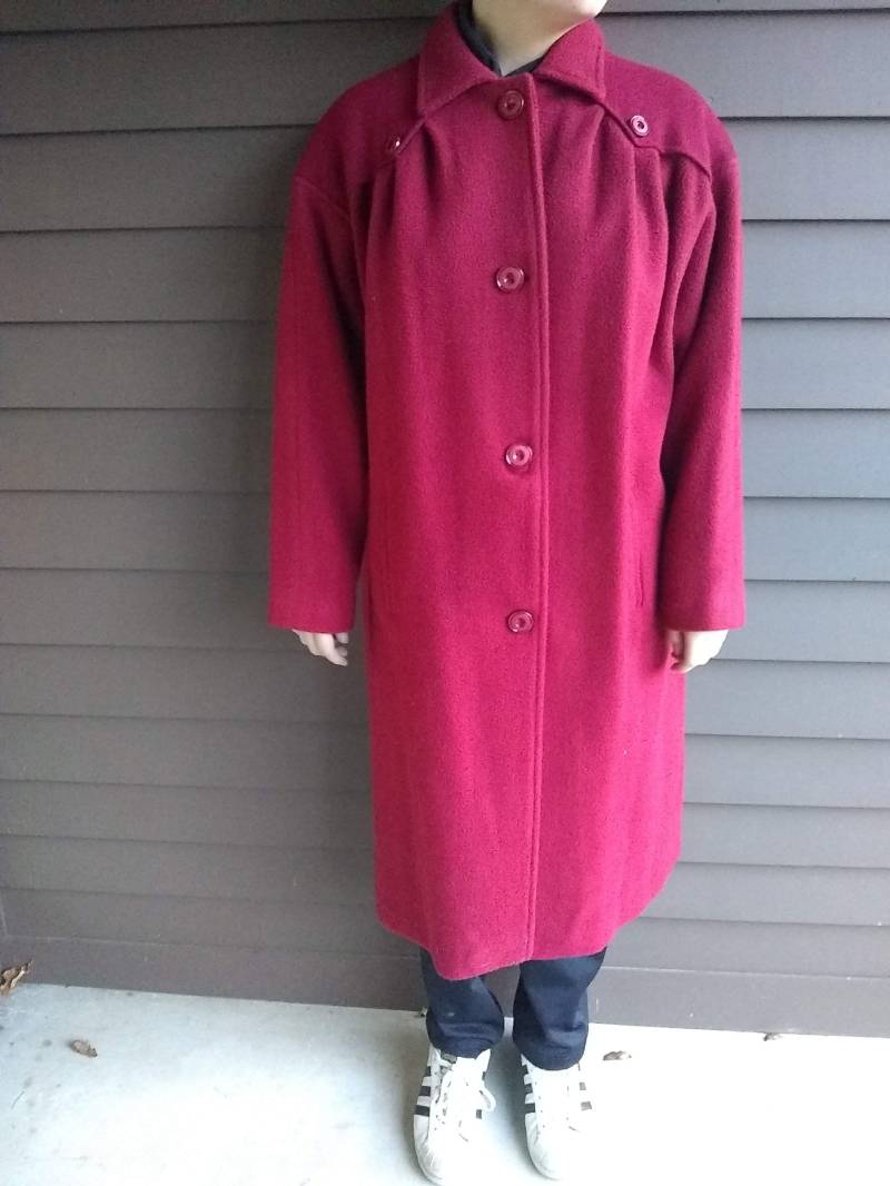 Wolle Mantel, Kirsche Rot, Größe 12, Sabrina Label von NolaVintageTreasures