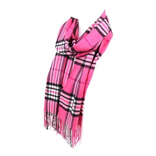 Nollia Plaid Herbst/Winter Schal für Männer & Frauen Plaziert Farbe Kaschmir Feels Acryl Schals, Fuchsia/Rosa/Schwarz kariert, Einheitsgröße von Nollia