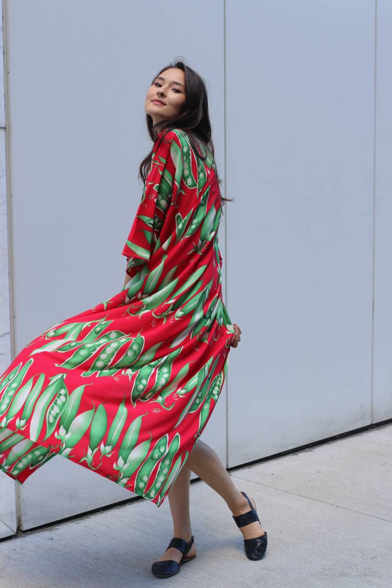 Roter Kimono/Handgemachter Kimono/Botanik/Sommer Trend/Grüner Kimono/Kimono Jacke/Rot/Weich/Prime Kimono/Geschenk Für von NomaDesignGroup