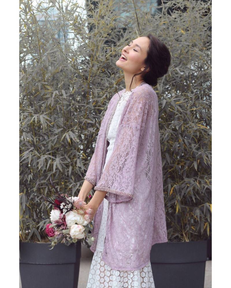 Spitze Kimono/Braut Kimono/Rosa Kimono/Brautjungfern Spitze/Handgefertigter Kimono/ Erröten Rosa/Kurzer von NomaDesignGroup
