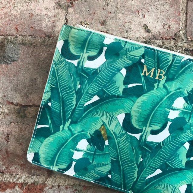 Personalisierte Monogrammierte Leder Palm Print Clutch Pouch Kostenloser Versand Personalisierte Monogrammierte Leder Palm Print Clutch Pouch Kostenloser Versand von NomadicAU