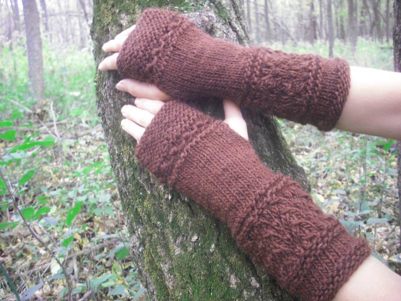 Handgestrickte Wolle Armstulpen Braune Armstulpen von NomadicKnits