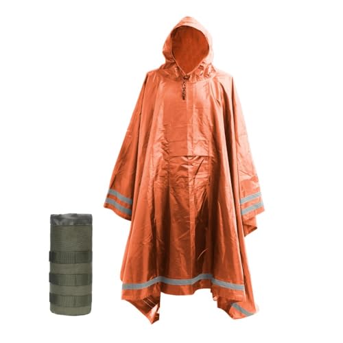 Nomadnia Übergröße Regenponcho mit Kapuze und reflektierenden Streifen, großer und hoher Regenponcho, ideal als Regenponcho für Erwachsene, Orange/Abendrot im Zickzackmuster (Sunset Chevron), X-Large von Nomadnia