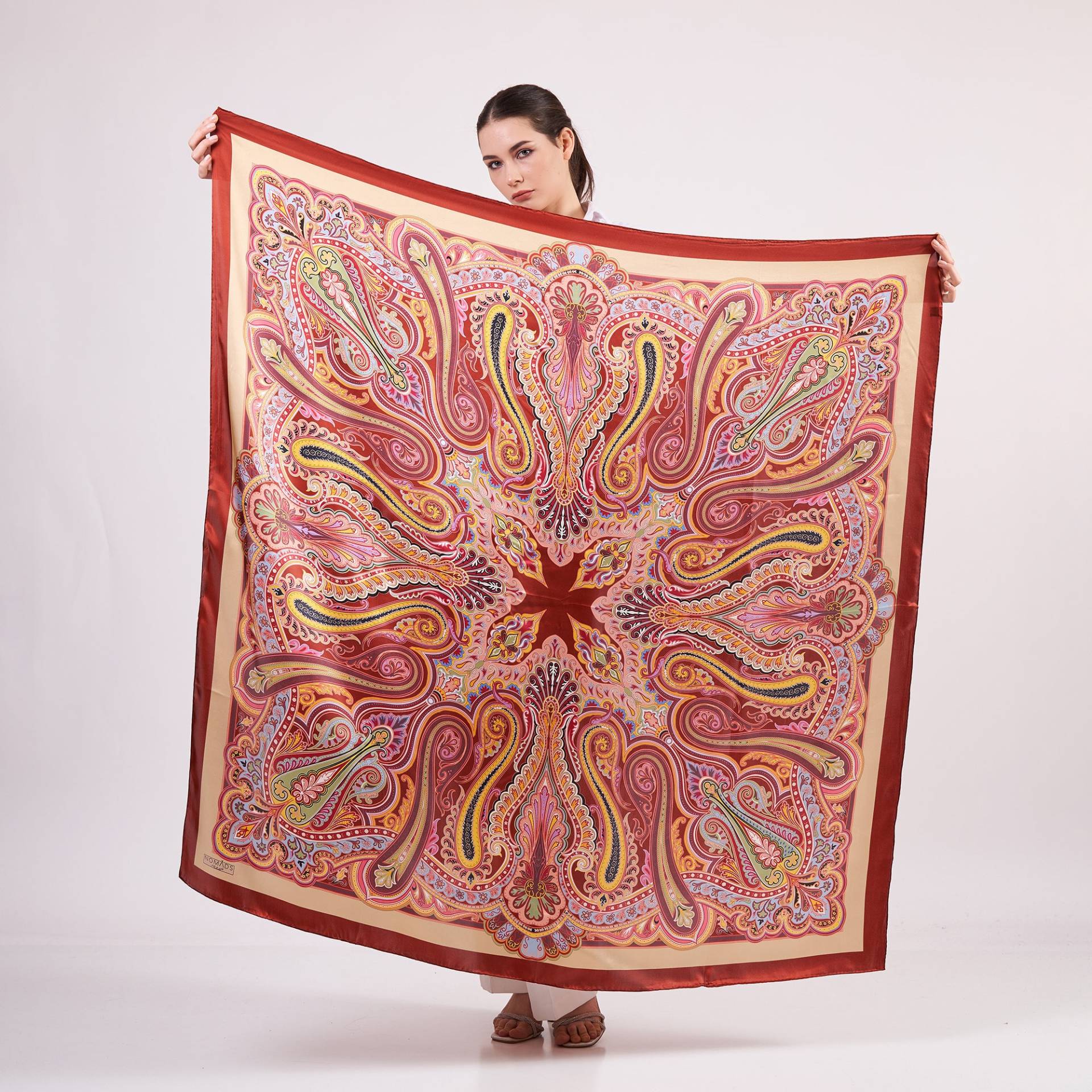 Große Größe Seidenschal Schal | Wrap Hochwertiger Reiner Seiden-Paisley | 2 Eleganter Damen von NomadsFeltSilk