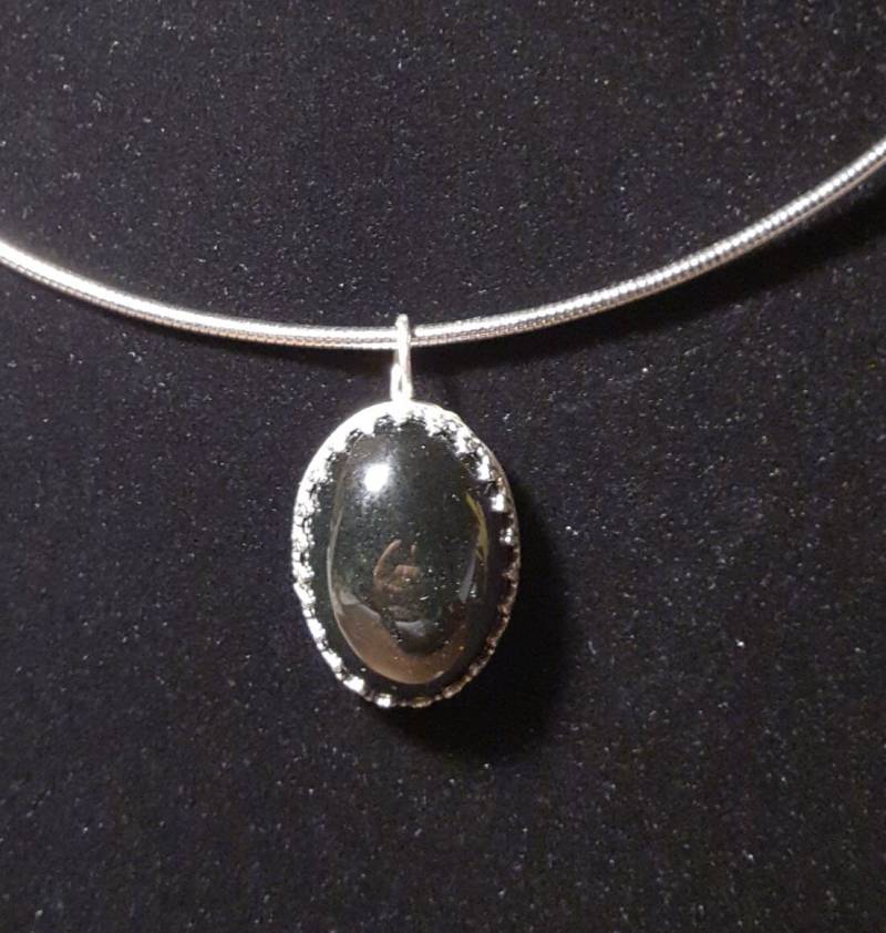 Wunderschöner Schwarzer Achat Cabochon Anhänger Aus Sterling Silber Mit Halskette, Anhänger, Stein Und Anhänger Wunderschöner Schwarzer Achat Cabochon Anhänger Aus Sterling Silber Mit Halskette, Anhänger, Stein Und Anhänger von NomarZinidStudio