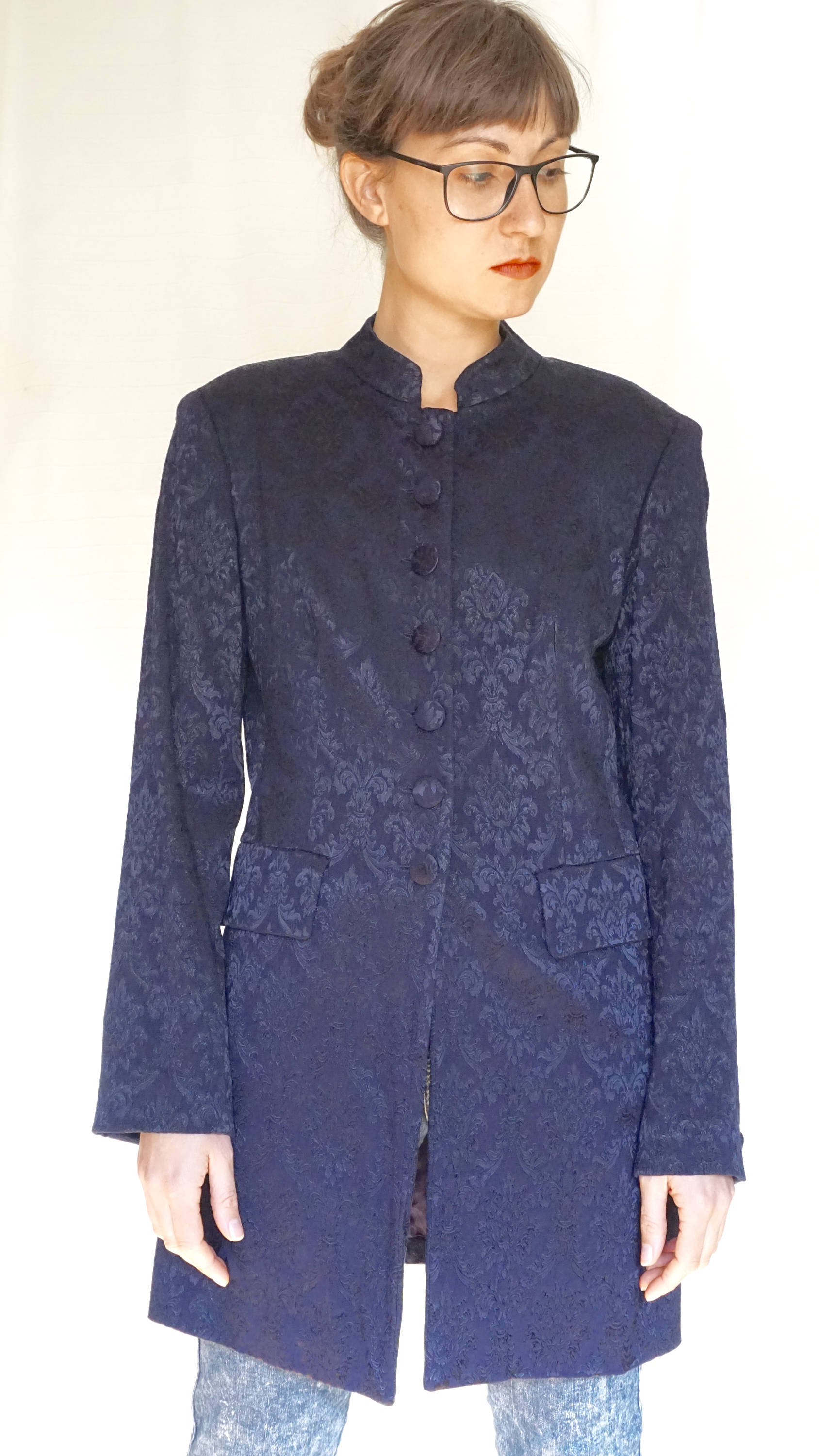 Vintage 70Er Jahre Bohème-Jacke // Mao-Kragen Blumenstickmaterial Hergestellt in Frankreich von NomassesVintage